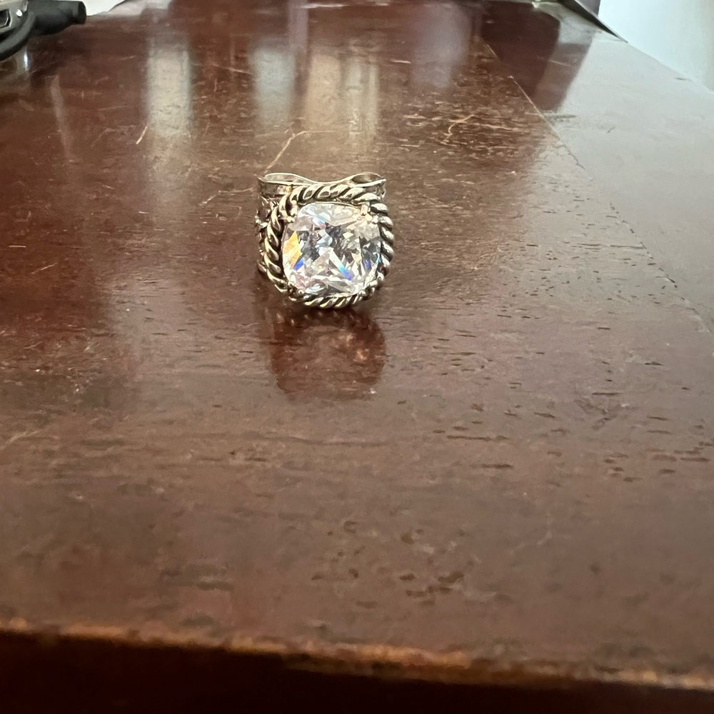 Jean Rachel Silver Ring with Brilliant Clear Stone - Picture 2 of 4